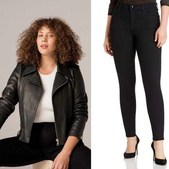 J Brand | Maria plus size hi-rise Vanity skinny jeans in black - Picture 1 of 11